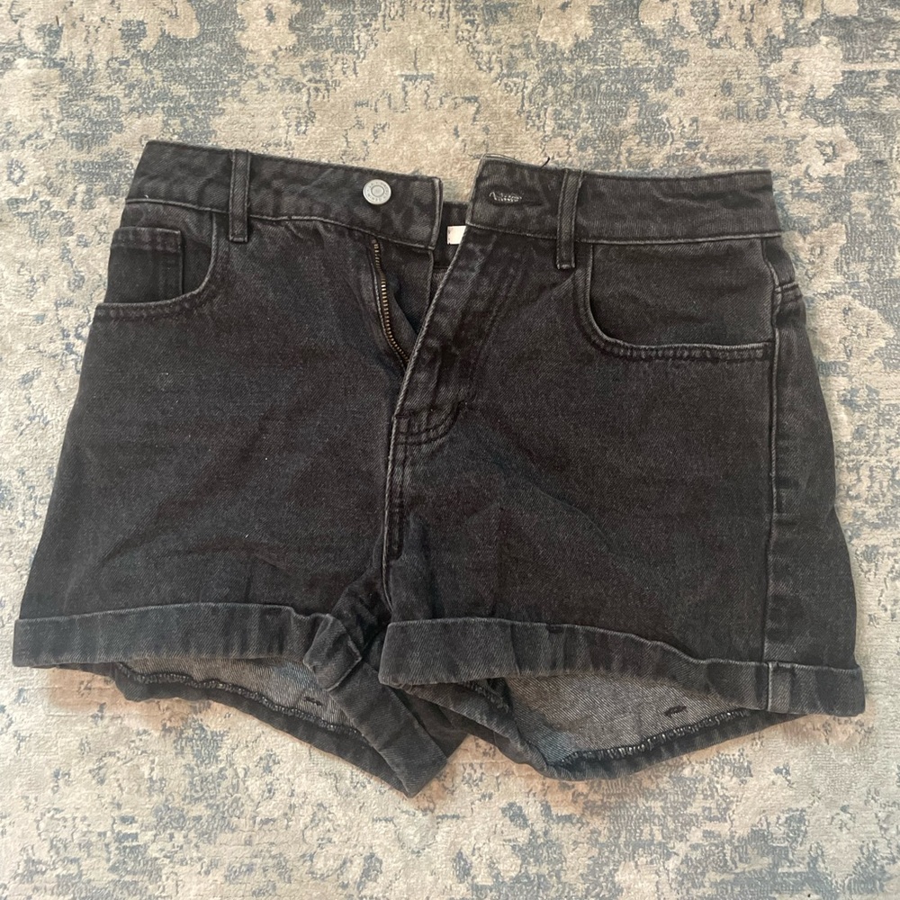 Black denim shorts